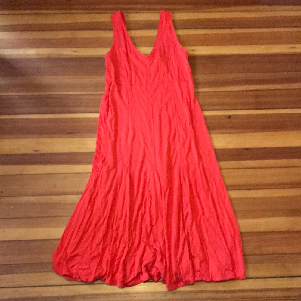 Anthropologie Maeve Red V-Neck Sleeveless Dress